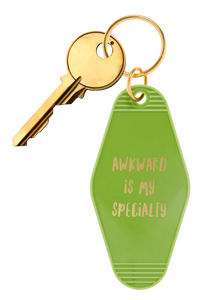 *Retro Motel Style Keychain - "Awkward is my Specialty"