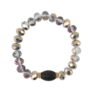 Clear AB Crystal with Oblong Lava Bead