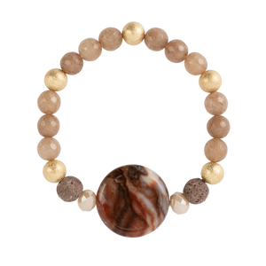 Natural Stones w/Lg Stone and 2 Brown Lava Beads