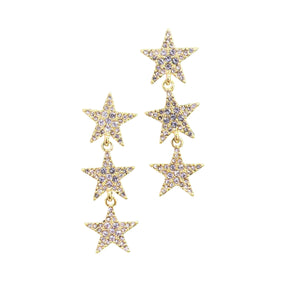 Sparkle Triple Gold Star Earrings