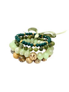 Green Stone Bracelet Set