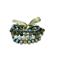 Iridescent Green Stone Bracelet Set