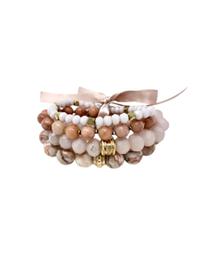 Soft Pink Stone Bracelet Set
