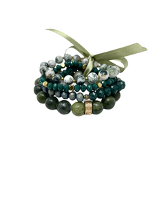 Forrest Green Stone Bracelet Set