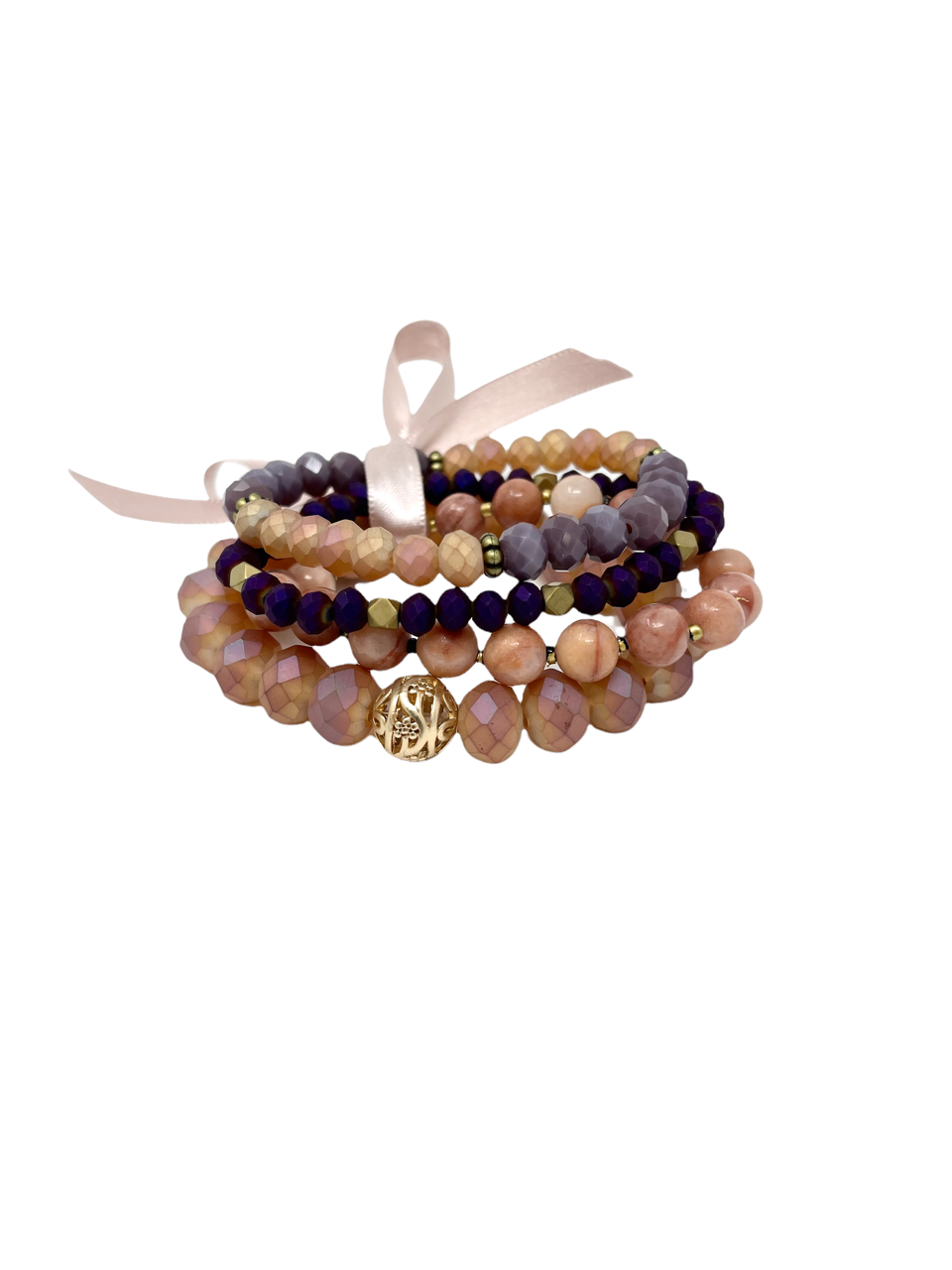 Pink + Purple Stone Bracelet Set