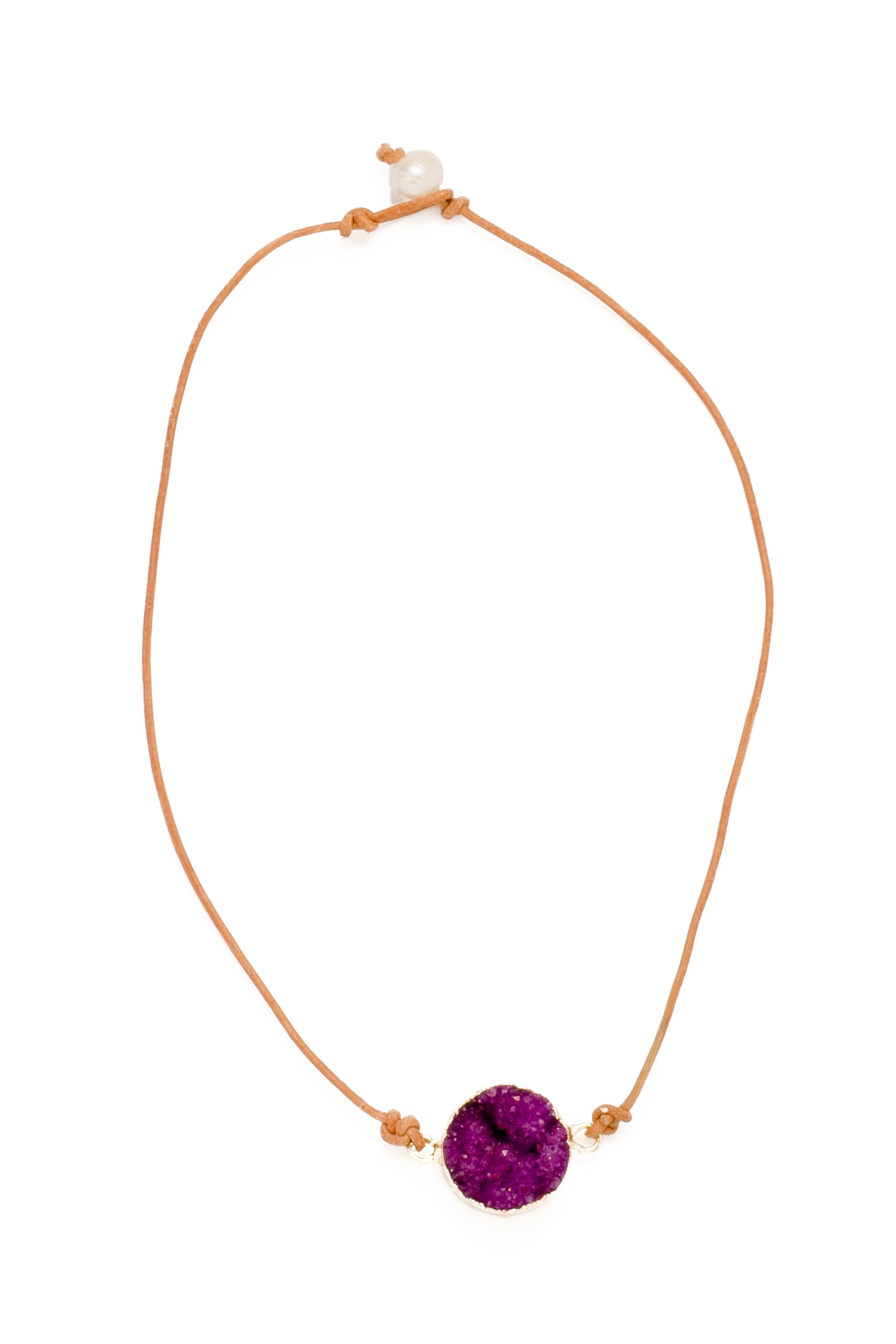 Fuchsia Druzy Stone Necklace