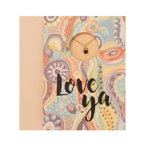 4 Pack of Greeting Cards With Necklace-"Love Ya"
