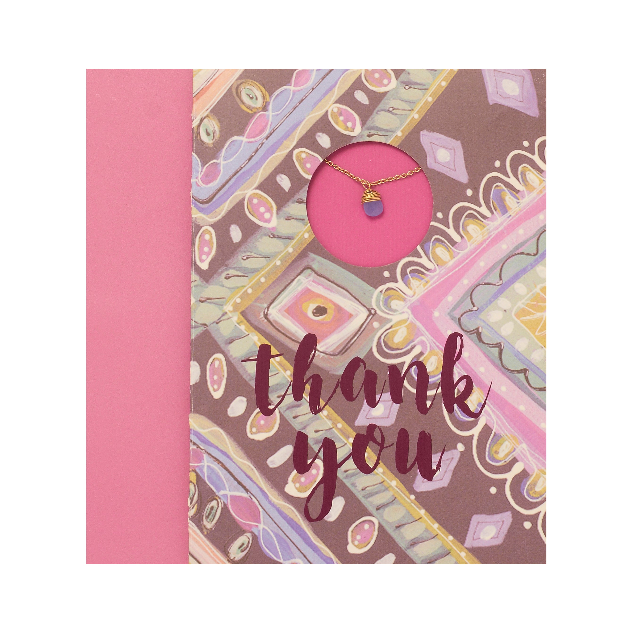 4 Pack of Greeting Cards With Necklace-"Thank You"