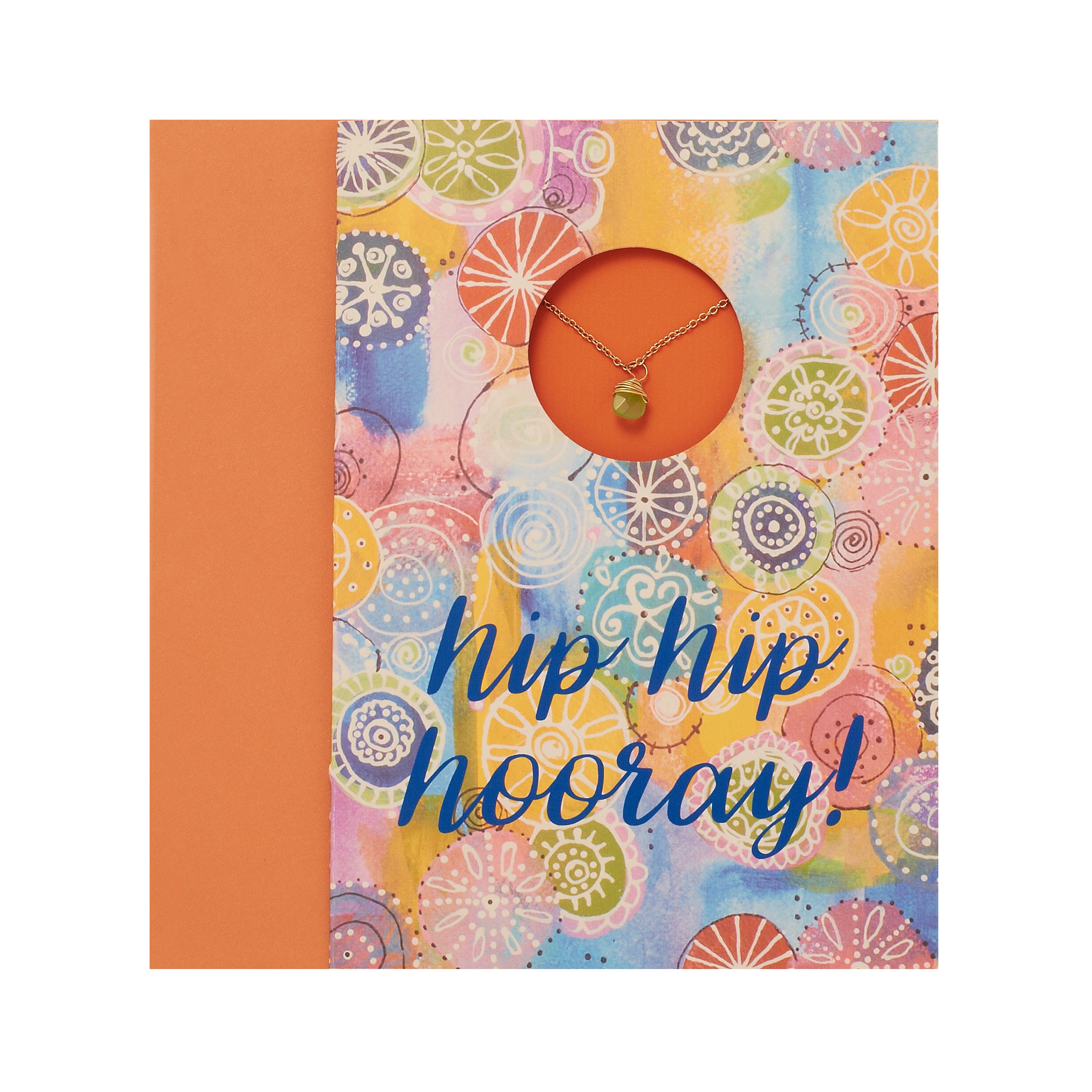4 Pack of Greeting Cards With Necklace-"Hip Hip Hooray!"