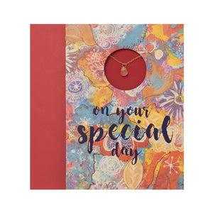 4 Pack of Greeting Cards With Necklace-"On Your Special Day"