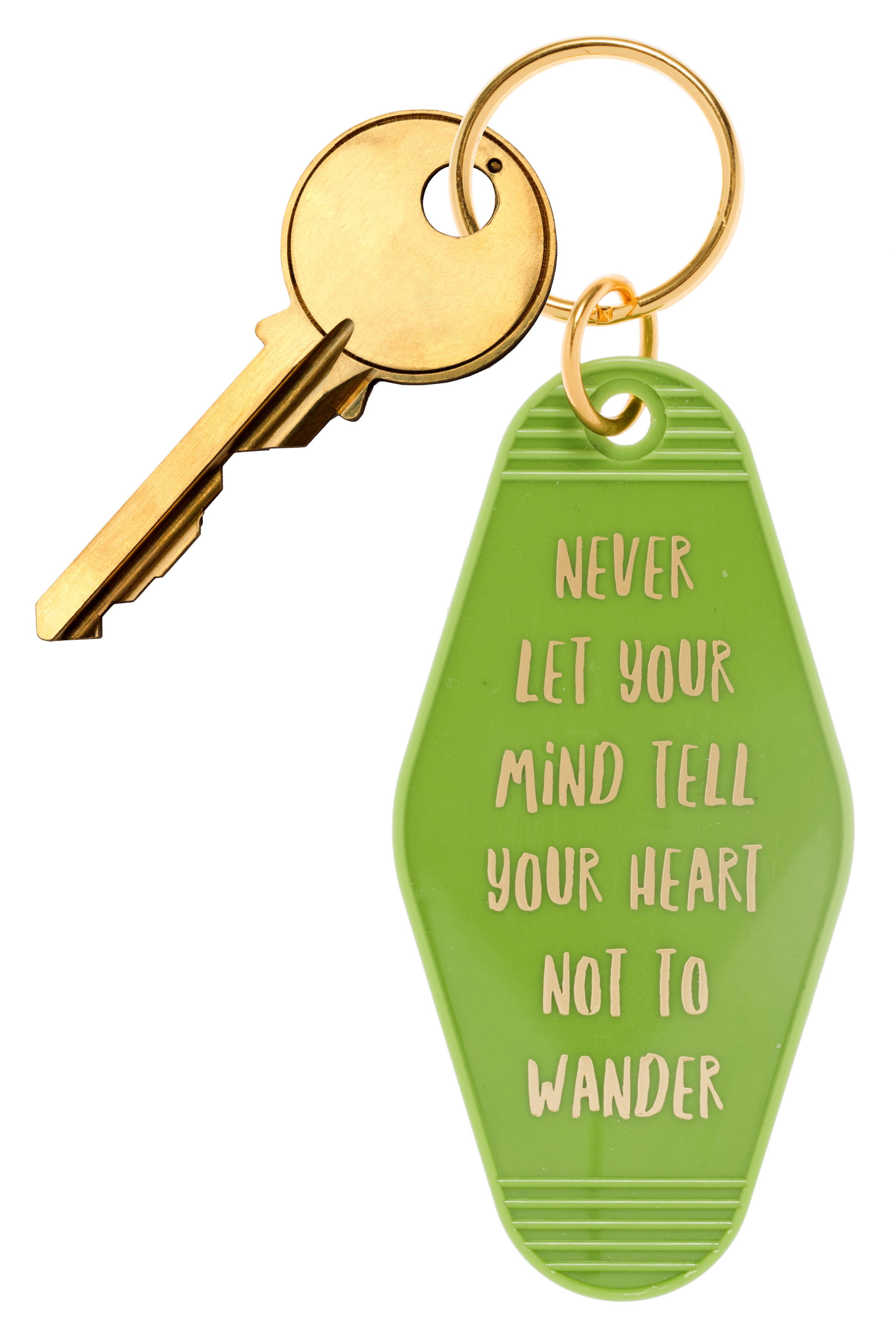 Retro Motel Style Keychain - "Never Let Your Mind Tell Your Heart Not To Wander"