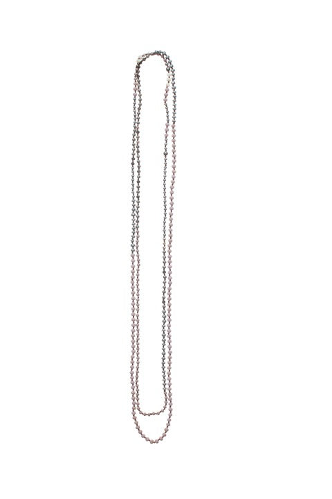 Skinny Matte Wrap Necklace - Lavender, Silver & Bronze