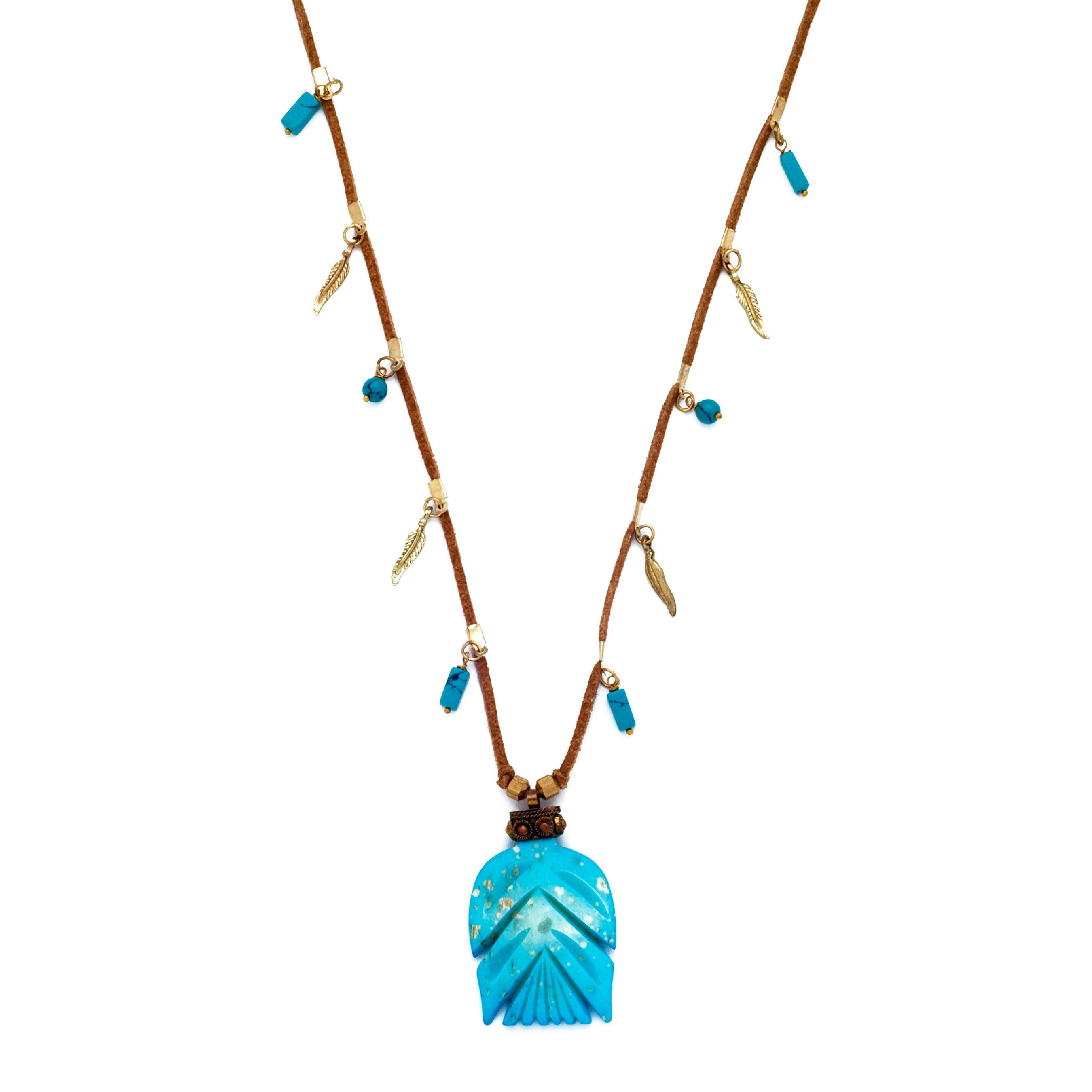 Suede & Turquoise Pendant Necklace