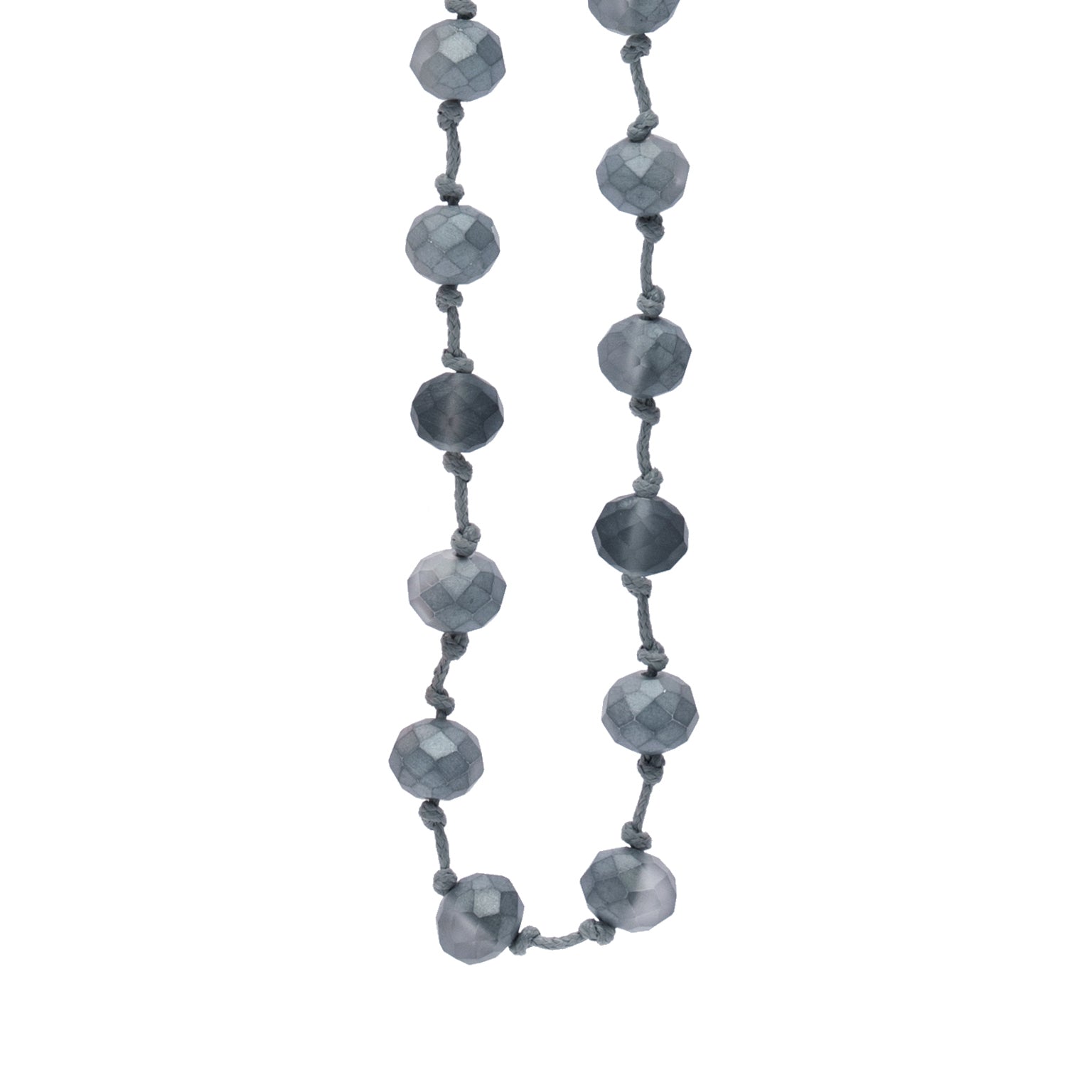 Hand-Knotted Crystal Necklace - Matte Silver
