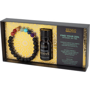 Chakra Stone + Lava Bead Bracelet & Oil Set