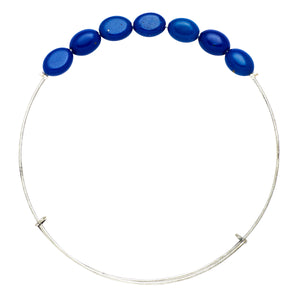 "Navy Blue Jade" Oval Stone Wire Bangle