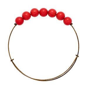 *Large Coral Stone Wire Bangle