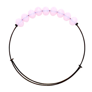 *Large Light Pink Crystal Wire Bangle