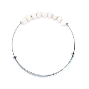 *Freshwater Pearl Wire Bangle-WHITE