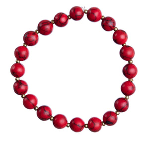 "Red Turquoise" 8mm Natural Stone Stretchy Bracelet