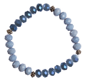 "Denim Blues" 8mm Crystal Stretchy Bracelet
