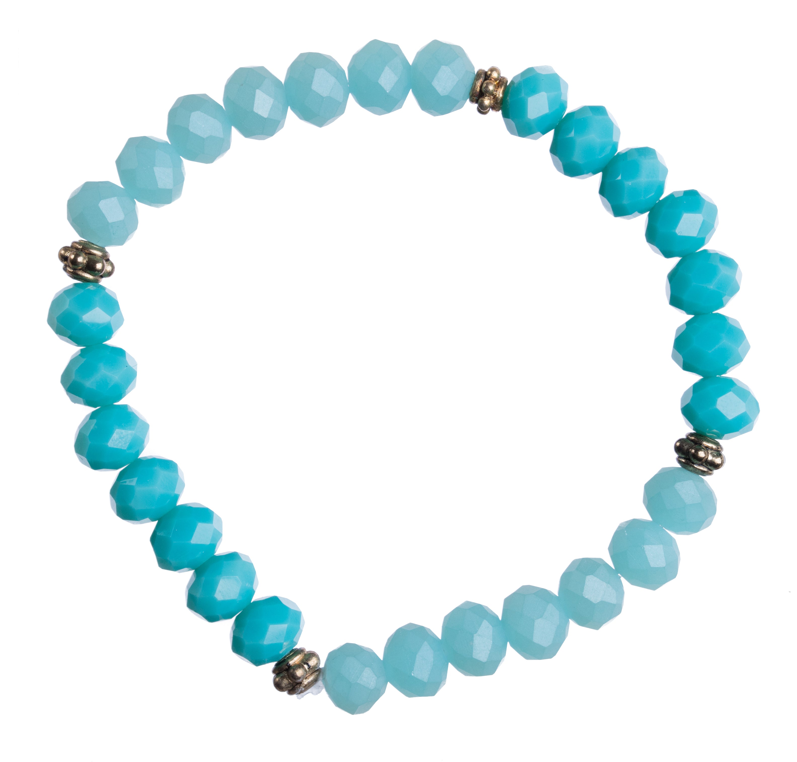 *"Turquoise + Light Blue" 8mm Crystal Stretchy Bracelet