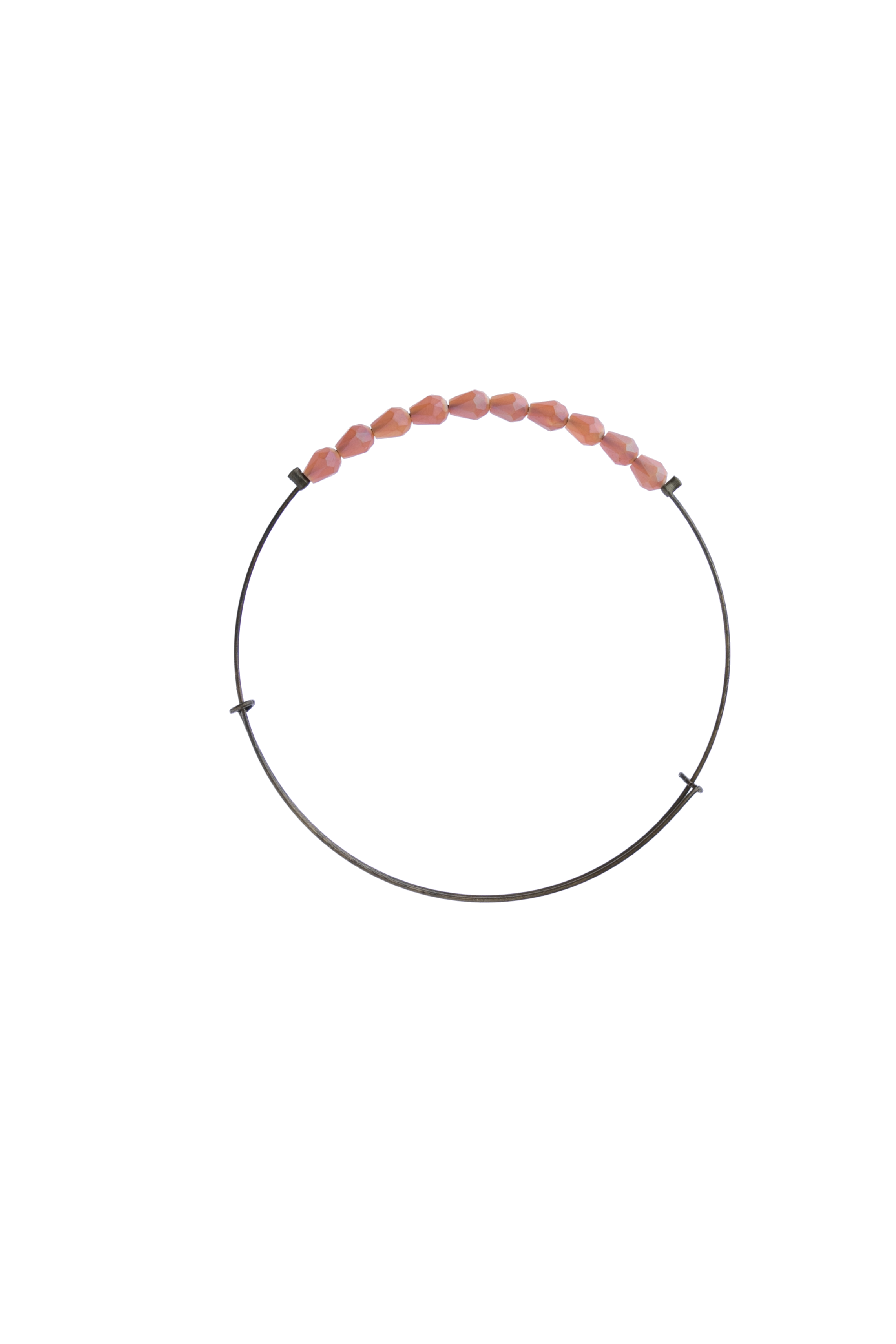 "Rose/Peach" Teardrop Crystal Wire Bangle