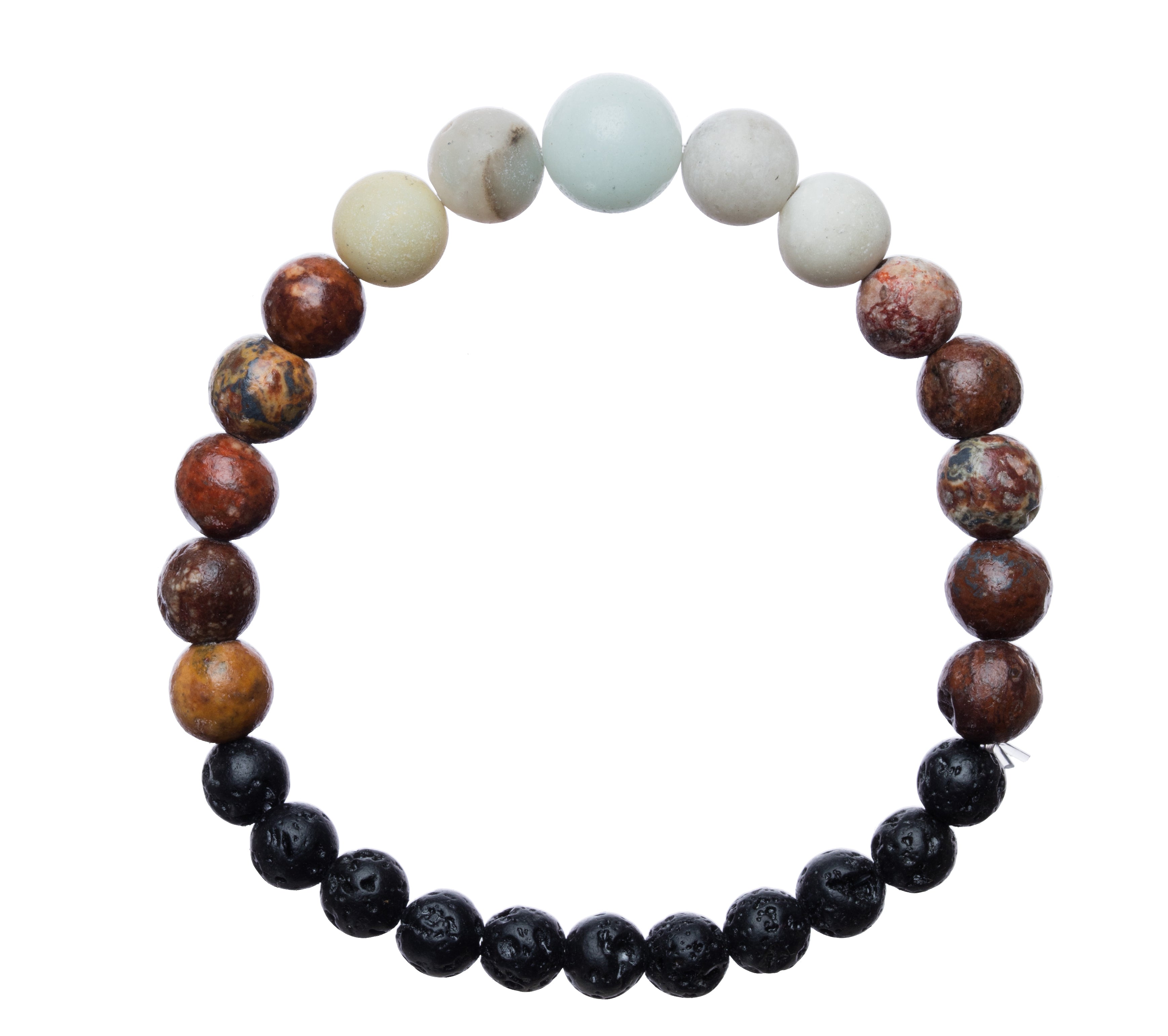 Amazonite, Jasper & Black Lava Stones Stretchy Bracelet