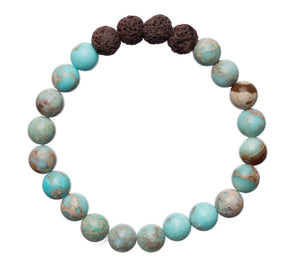 Turquoise & Lava Stones Stretchy Bracelet