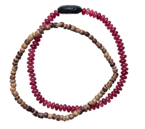 *Wood, Red Beads & Lava Stone
