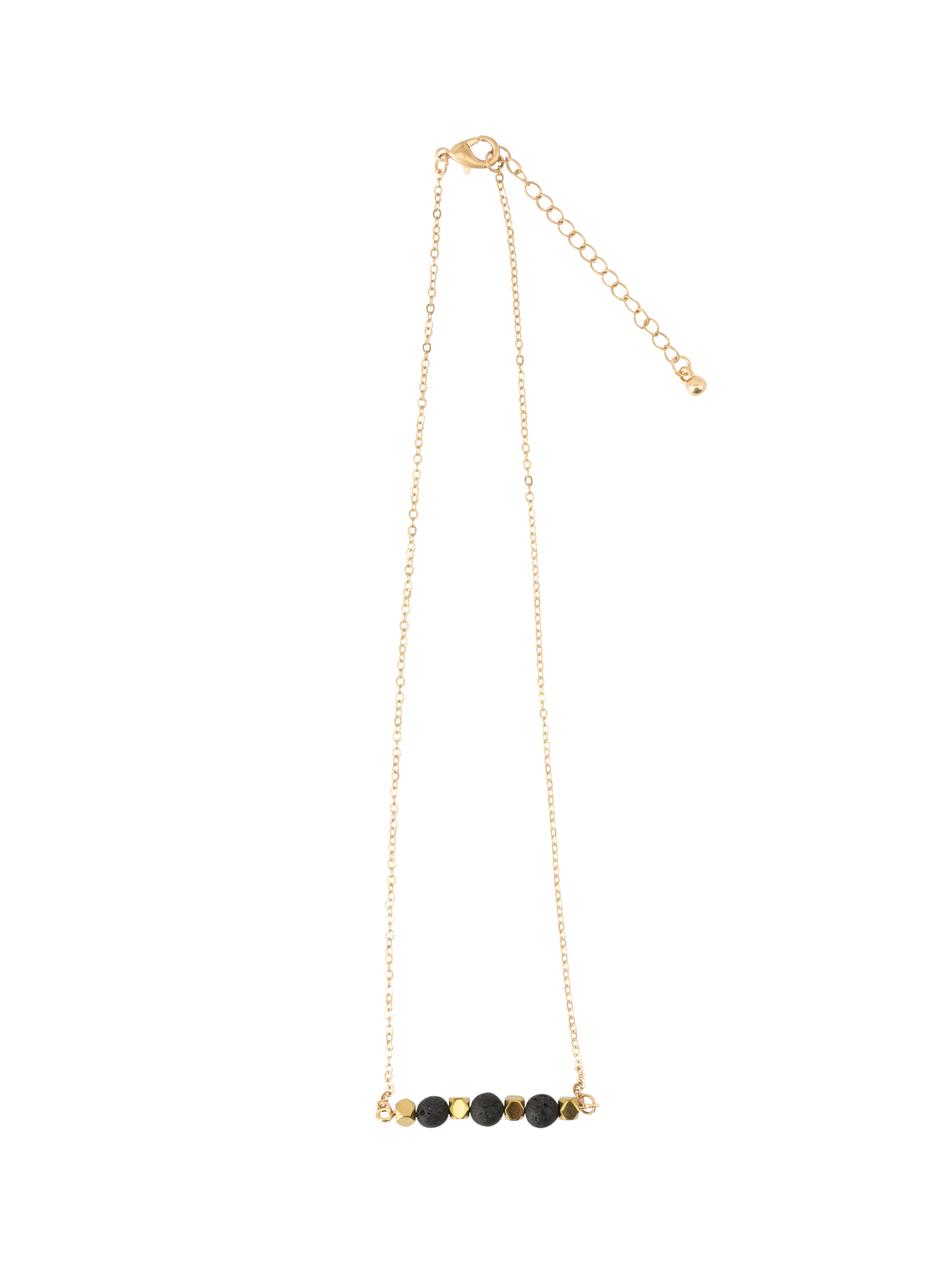 *Gold + Lava Beads Bar Necklace