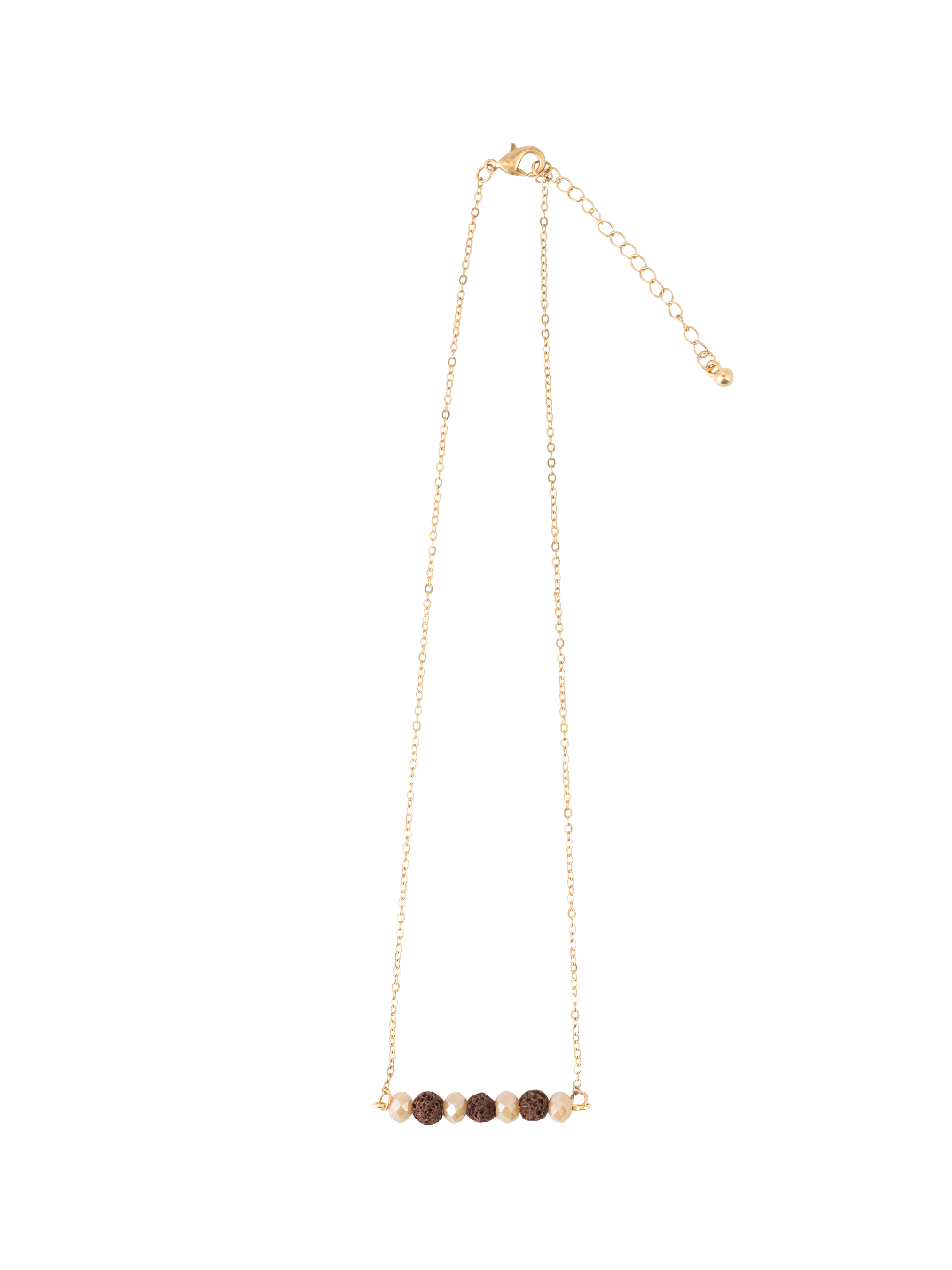 Champagne Crystals + Lava Beads Bar Necklace