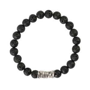 All Black Lava Beads with Large Silver Spacer