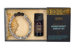 Dalmation & Lava Stone Bracelet + Zen Oil Set