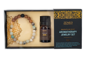 Amazonite & Lava Stone Bracelet + Zen Oil Set